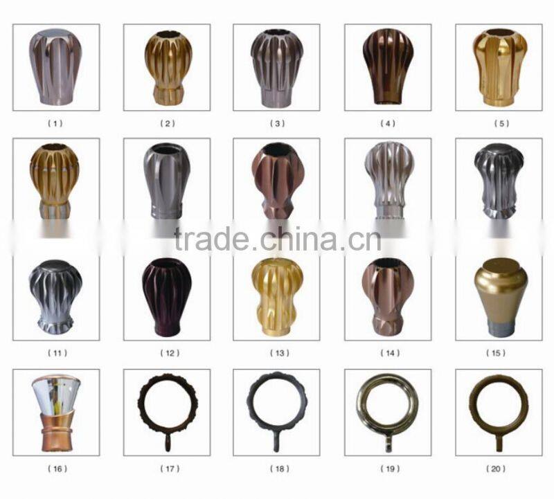 Aluminum Anodized Profile curtain rod with end cap from Factory