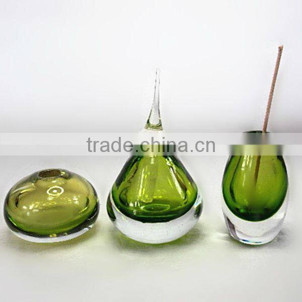 wholesale turquoise aroma reed diffuser bottle; lady diamond shape hand blown glass perfume bottles