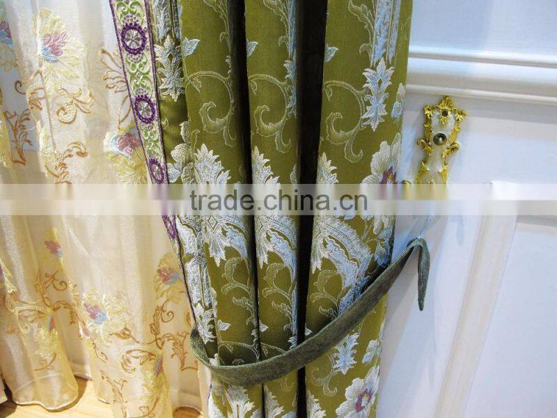 2016 New Design Luxury European Style Embroidery Window Curtains/Popular Green Refreshing Look Curtain Fabric
