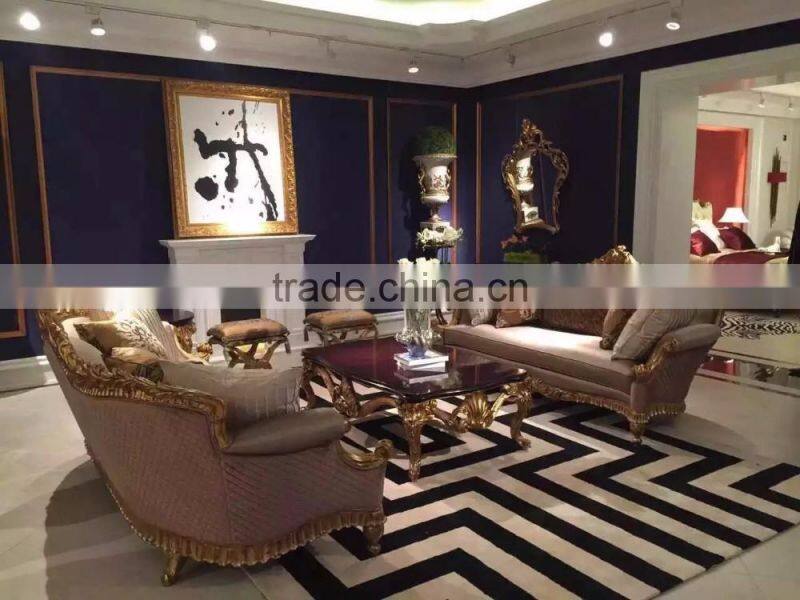 New design solid wood living room sofa furniture luxury wood hand carving fabric sofa set