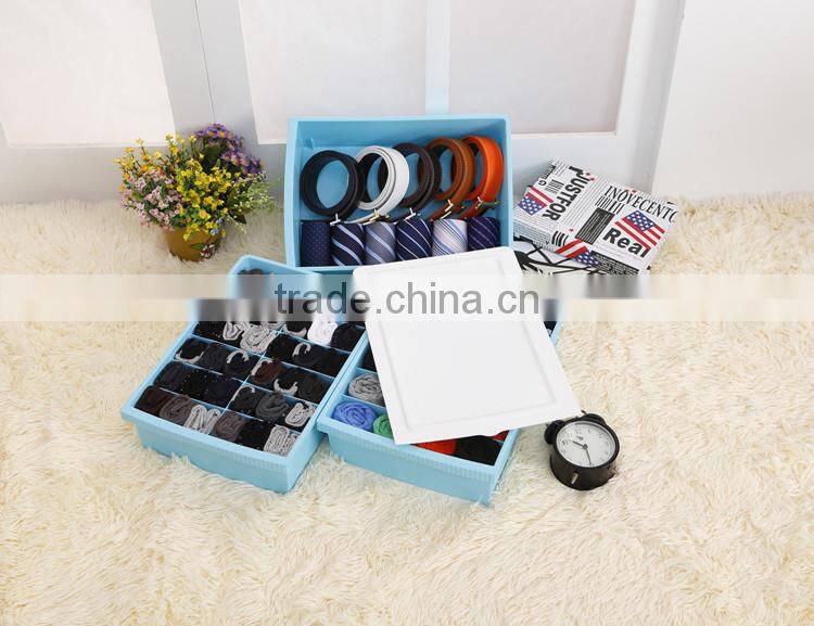 2014 New Colorful Plastic Waterproof Storage Box Set Socks and Underwear Box Design With Two Lid