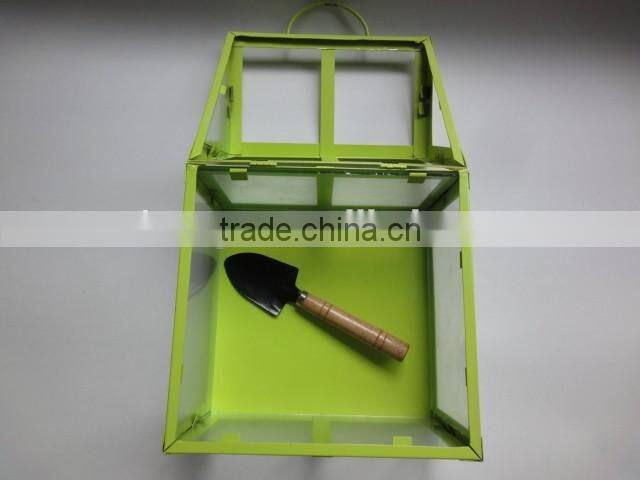 small size metal planter glass house