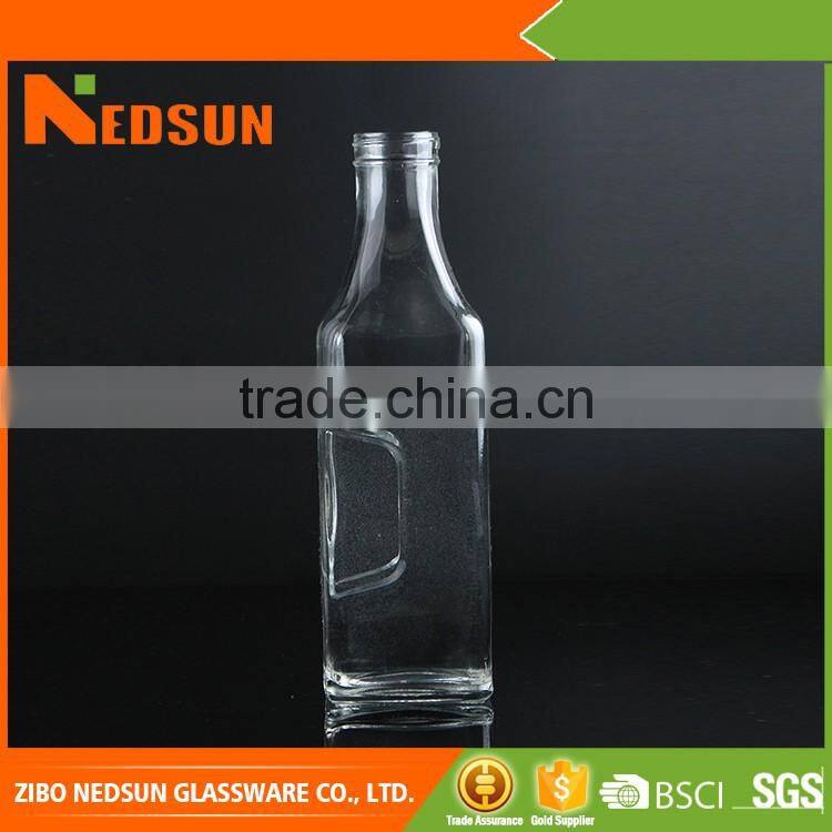 1000ml square glass clear water bottle