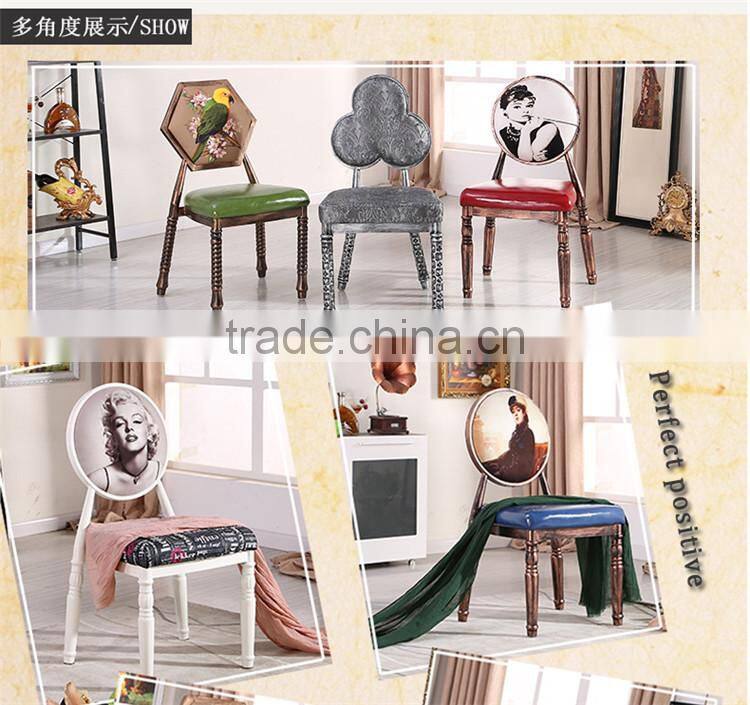 Quality European antique metal upholstered dining chair QL-T851