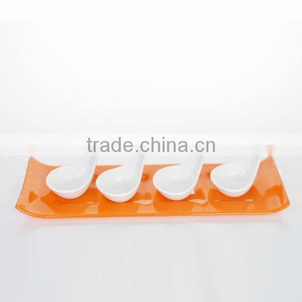 High quality made in china Set of 4 ceramic white dessert ice cream spoon