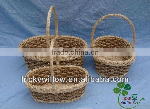 3/s graceful willow& chip storage basket with high handle garden basket