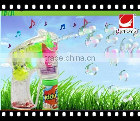factory supply eco-freindly transparent flashing bubble gun with 2 bottles bubble water