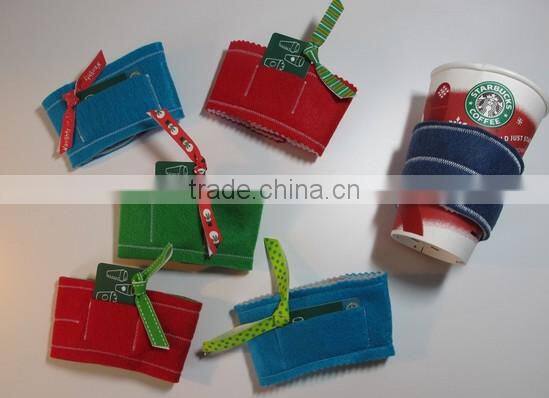 2017 fashion new nonwoven polyester felt custom black coffee sleeve cup sleeve with handle cute home decoration OEM ODM China