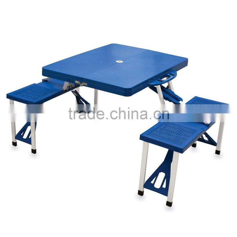 Custom Outdoor Square Folding and camping Dining Table and Chair Set with plastic top