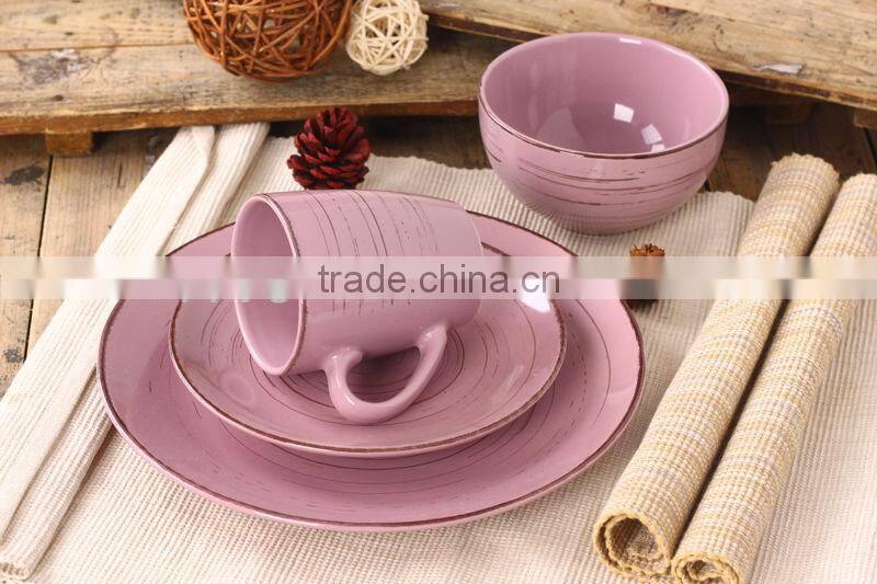 Retro antique finished stoneware dinner set 18pcs