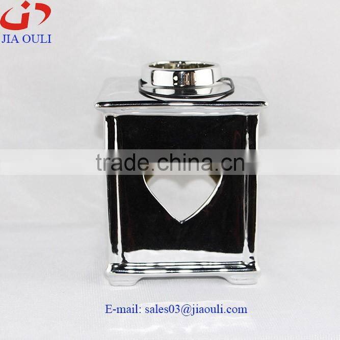 plating silver ceramic heart hollowed-out hurricane lamp