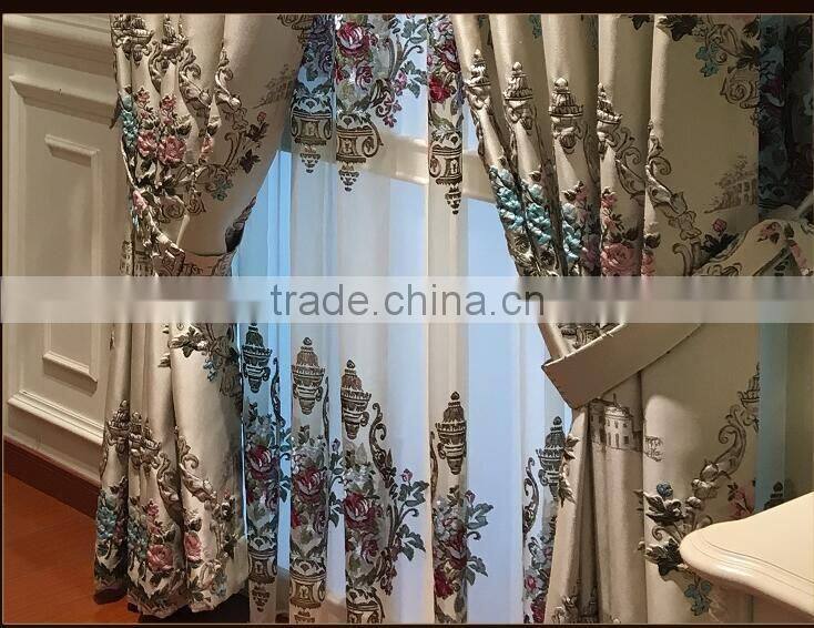 JA863 momoda luxury home decorations french retro antique curtain with sheers and valance arabian champagne beige curtain fabric
