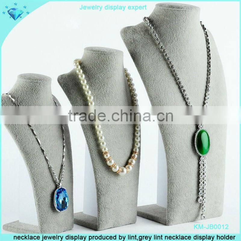 Customize grey lint necklace display tray with many grid