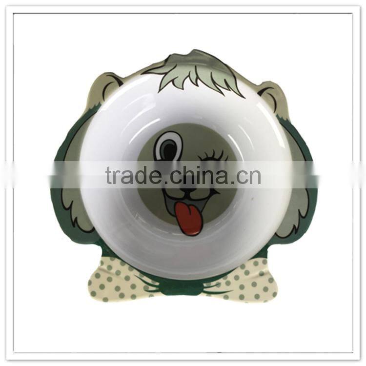 The cheapest food storage kids eating tableware ceramic-like novelty dog shaped bowl with logo