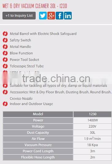 RONIX wet & dry vacuum cleaner 30L model 1230