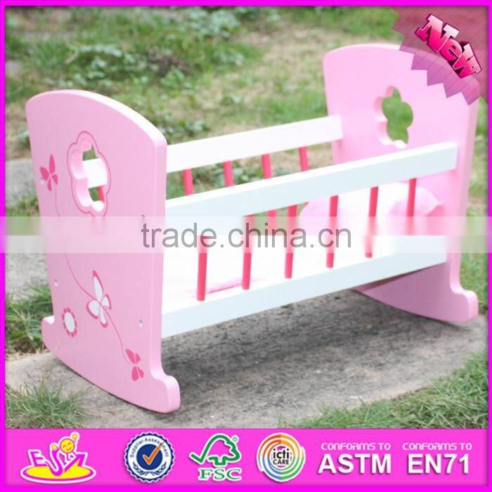 2016 New fashion baby wooden toy doll crib W06B018