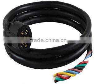 S10095 7 Way Plug Inline Black Trailer Cord Trailer Cable