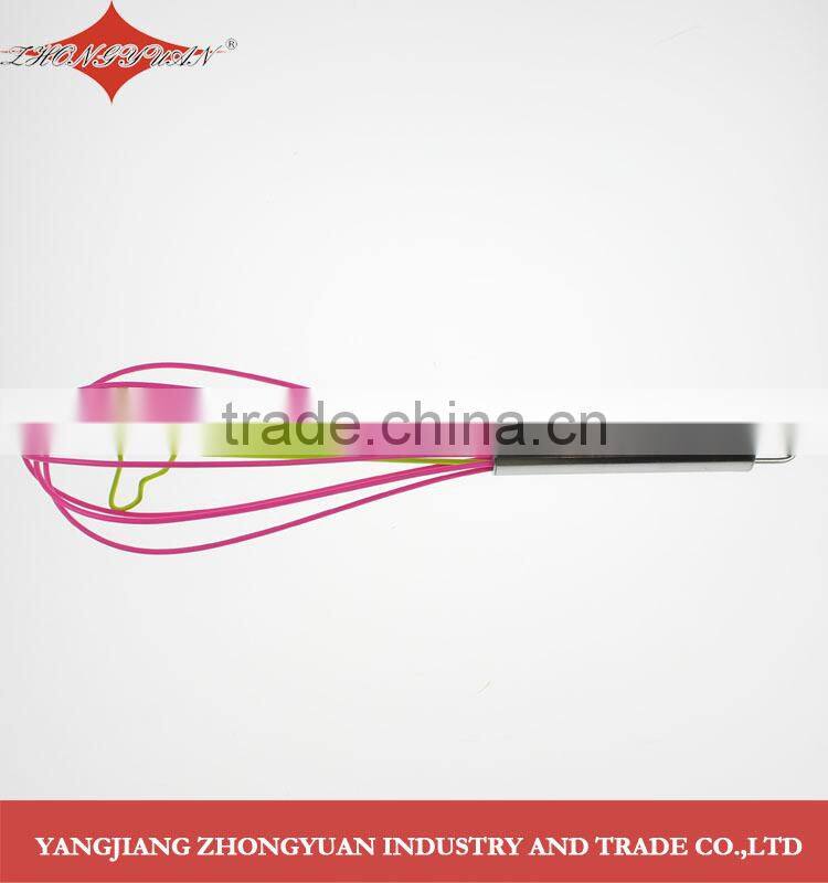 12-inch colorful silicone coated wires egg whisk with stainless steel handle