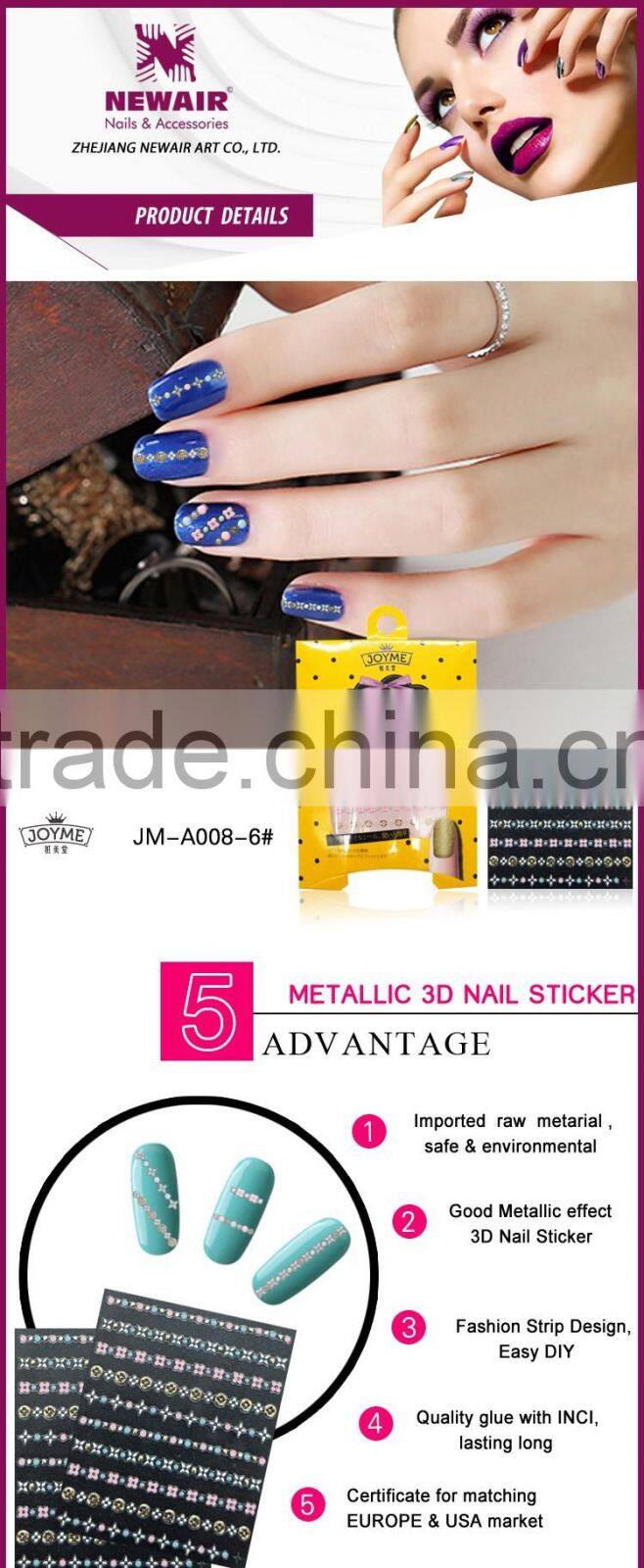 New Air Custom Fashional 3d Adhesive Acrylic Decoration Nail art