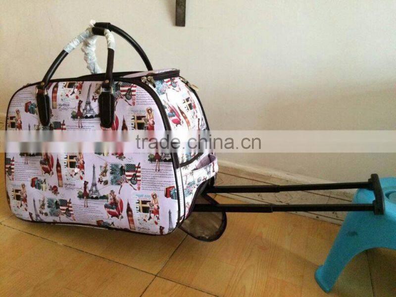 printing Trolley travel bag with durable wheels