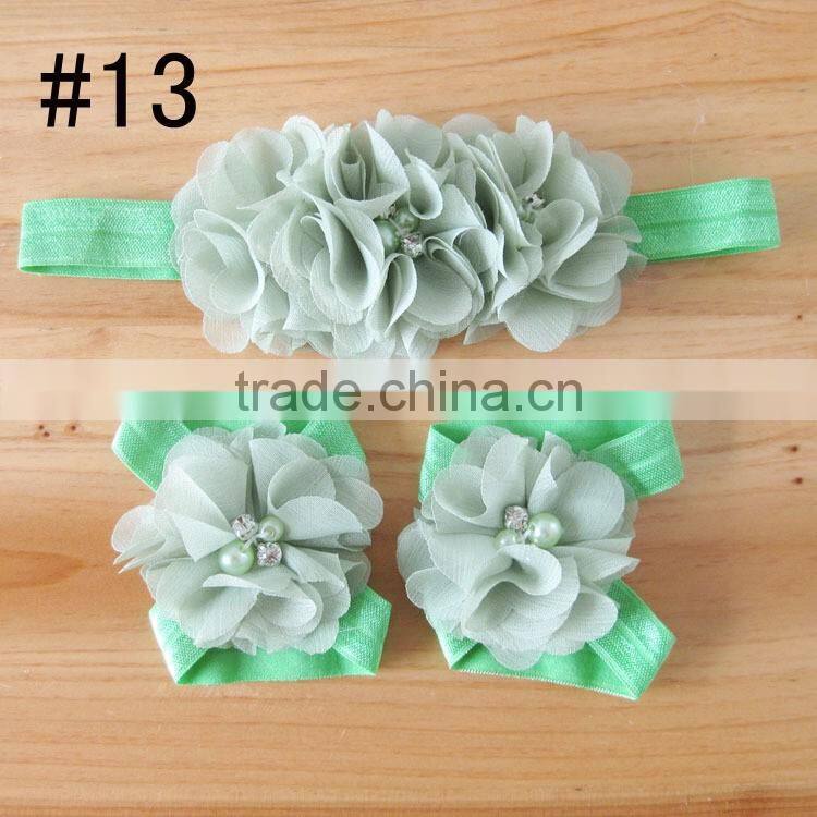 fabric flower headband for kids hair accessories, foot flower band for baby girl