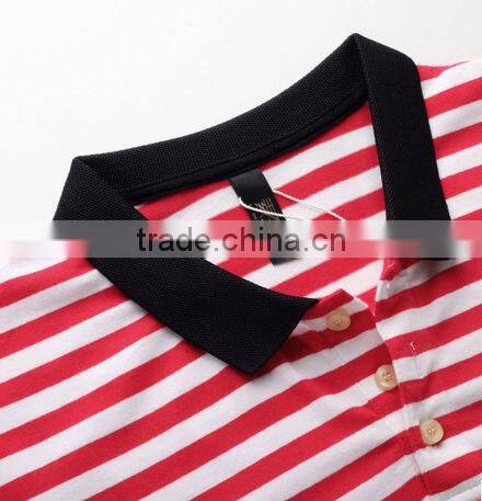 2013 the latest design of men's polo shirt yarn dye stripe with embroidery, black and white stripe sell polo shirts