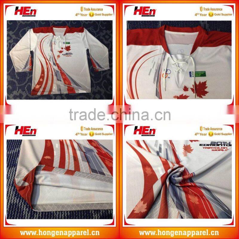 Hongen apparel New York good quality hockey team jersey with socks, blackhawks jersey