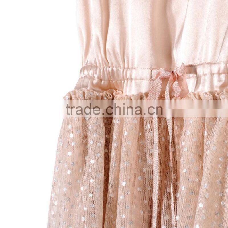 Peony Kids Party Frocks Designs Dress Gril Dresses With Silver Printed Polka Dots HSD5475