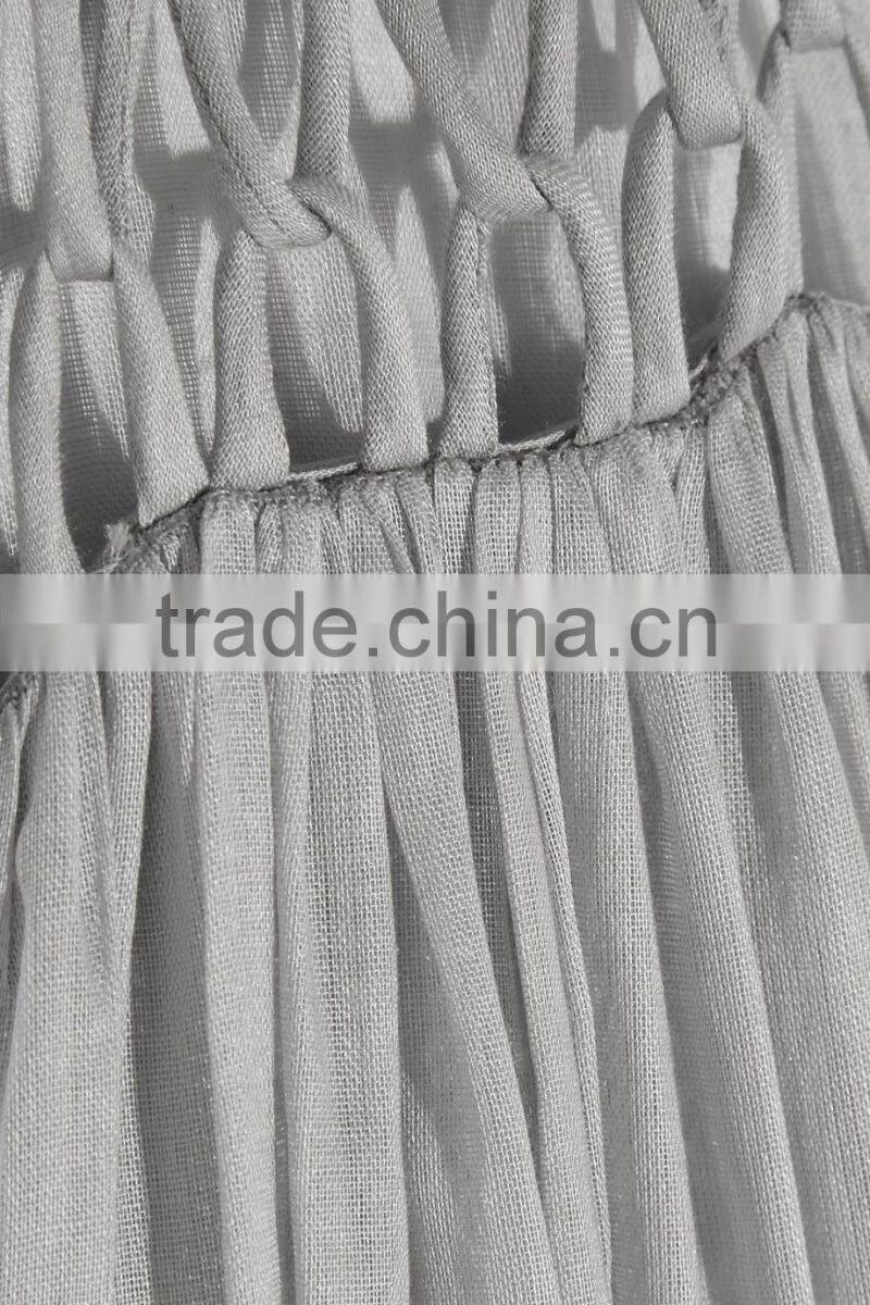 Sexy Flowing Cotton-mousseline Maxi Long Dress With Front Lace Up Western Dresses Names 2016 HSD5777