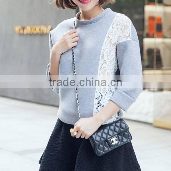 Ladies fashion simple trendy cotton Korean style autumn blouse