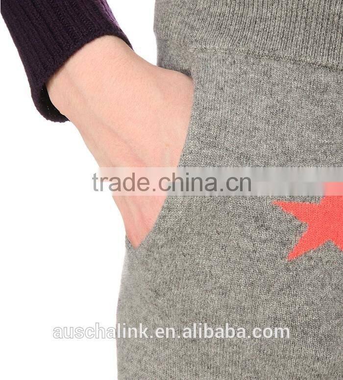 high quality ladies star print designs sport cashmere trousers
