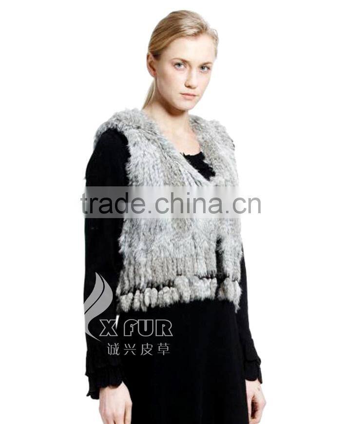 CX-G-B-88 Ladies Real Rabbit Fur Fashion Fur Tassel Women Fur Waistcoat