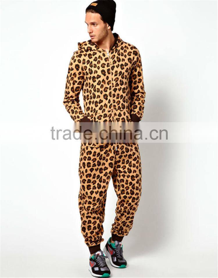 PA0005A adult leopard print wholesale adult onesie pajamas