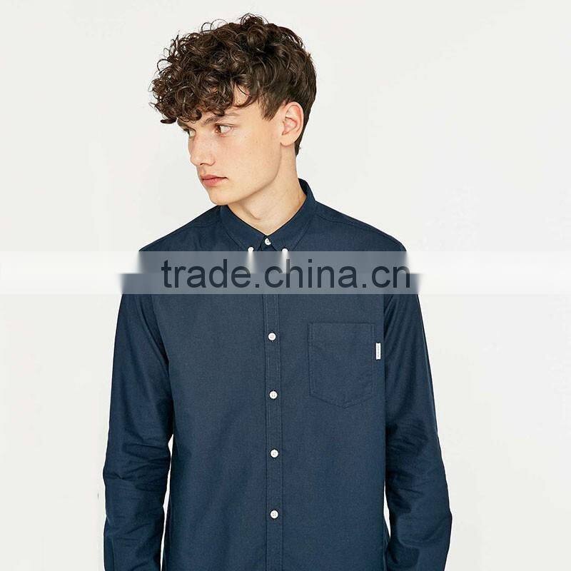 Wholesale plain long sleeve linen cotton shirt blue formal custom shirts for men