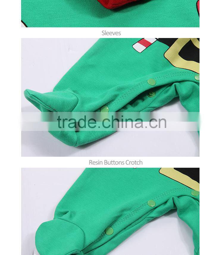 Red Green Father Christmas Footed Baby Christmas Romper Wholesale