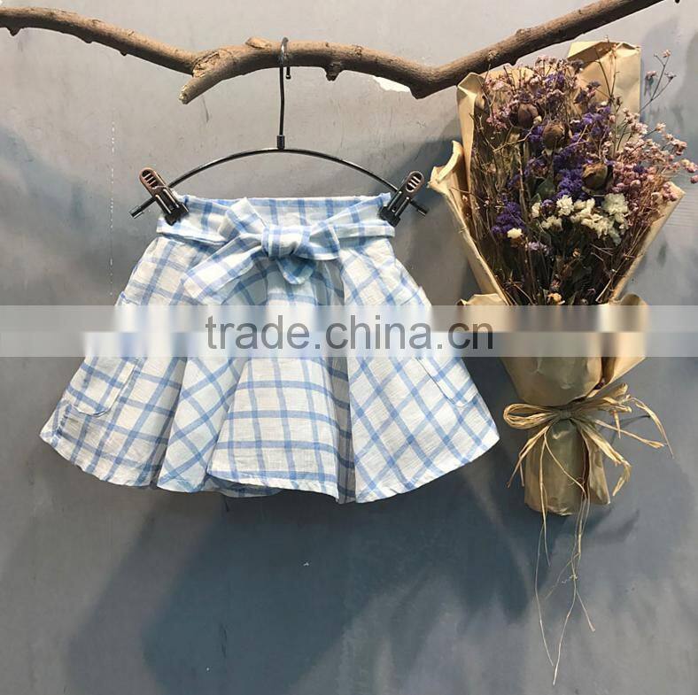 School Uniform Grids Bow Skirt Baby Girl Mini Dress Wholesale Boutique Clothes