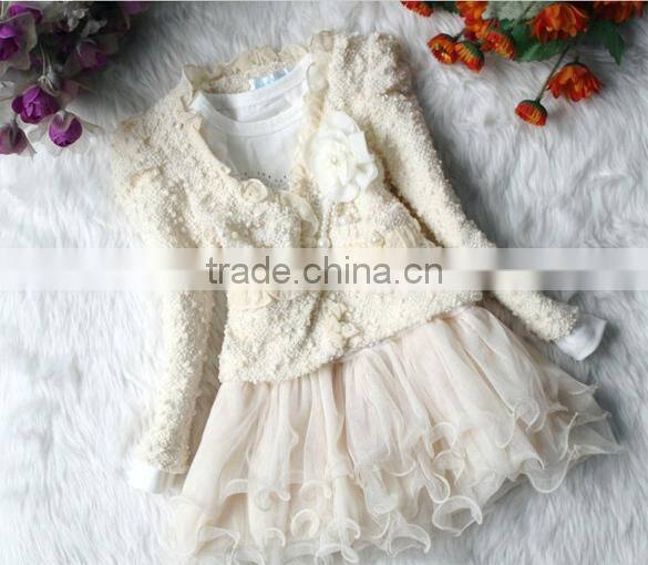 2014 Kids Girls Lace Skirt Dress+Coat Jacket 2Pcs Set Party Tulle Tutu Dress SV010612 #