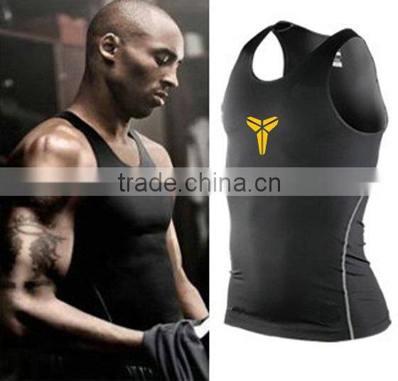 2016 hot sale mens sports vest gym vest dry fit and slimfit H Vest for muscle men with good quality