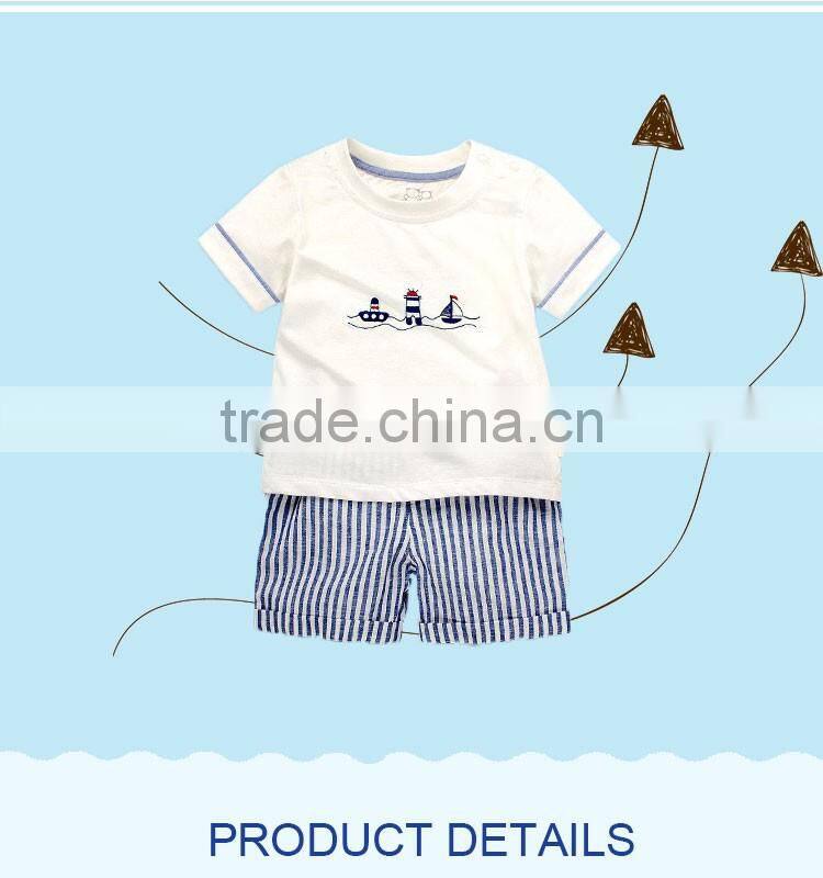 Baby short sleeve 100% cotton clothes soft onesie infant baby boy clothing set manufacture