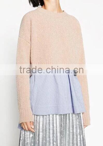 EY0865S 2016 Fancy Women Colorful Crochet Pure Color Knitted Winter Pullover Sweater