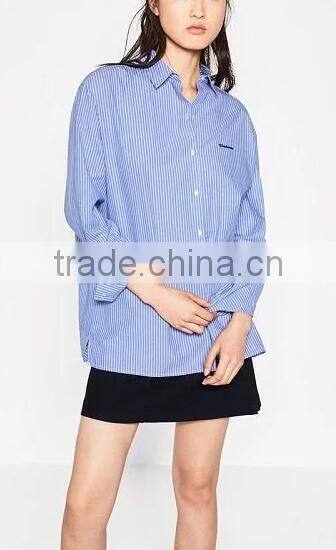 Runwaylover EY2341B New Design 2017 Women Fashion Embroidery Stripe Blouse