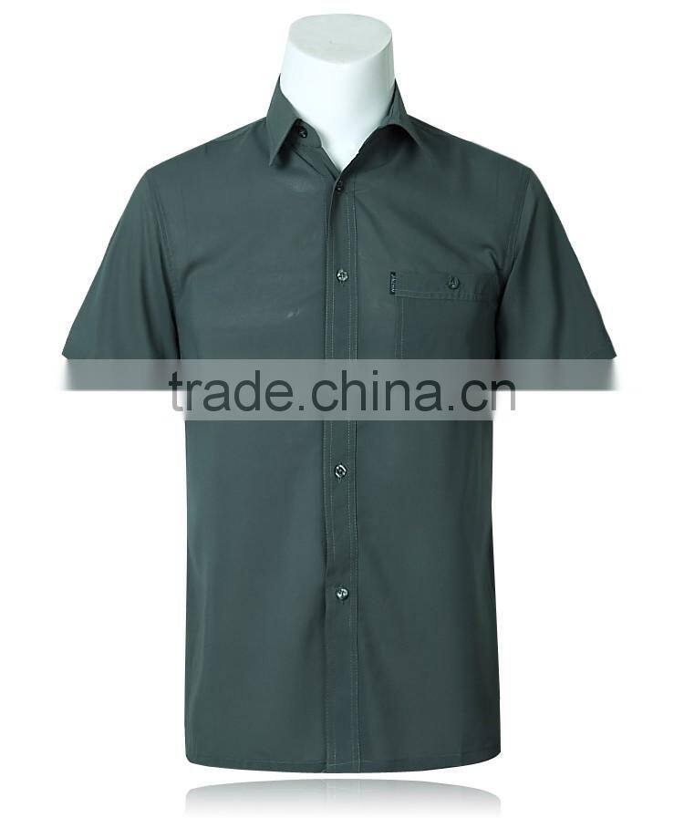 Juqian custom High quality mens plain pure soft textile cotton colors short sleeve work shirt