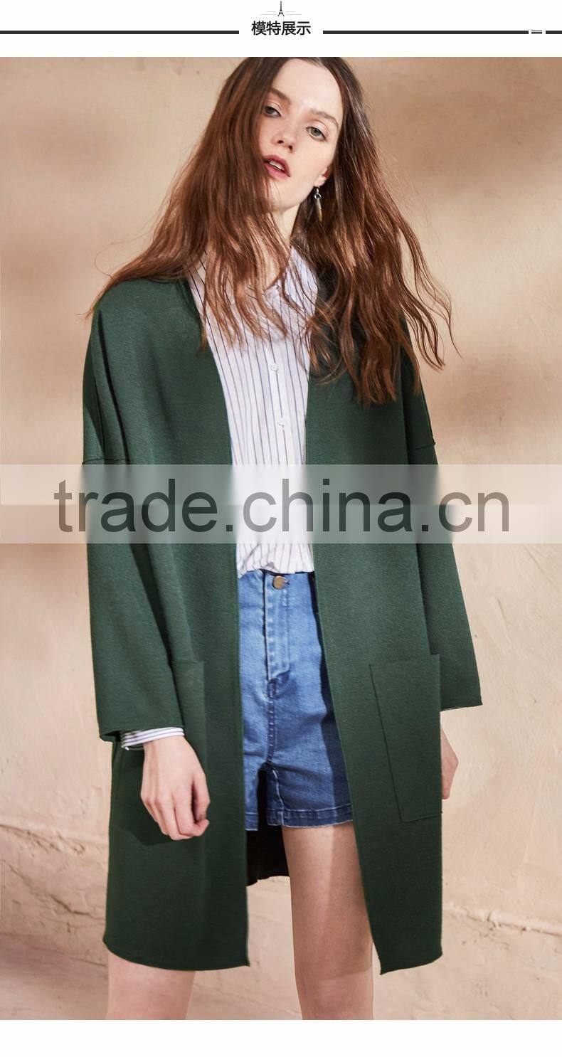 2017 fashion women green color cardigan sweater