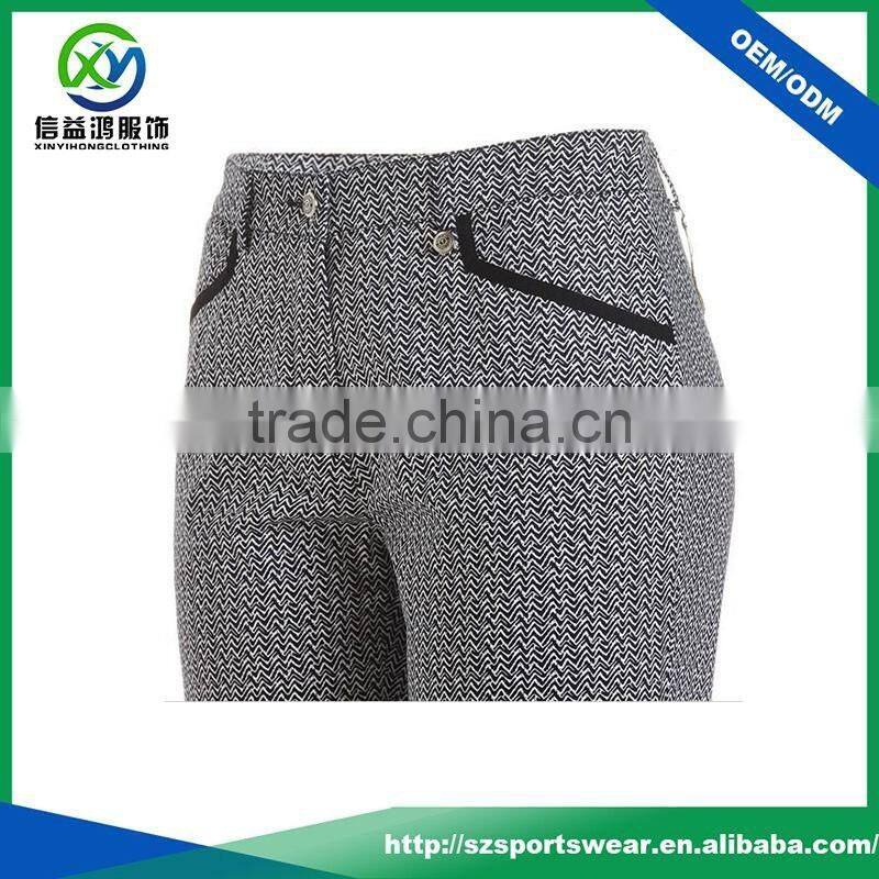 2016 Fashion design ladies 100% polyester waterproof golf long pant , full sublimation printing sports trousers