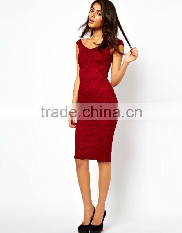 Midi Body-Conscious with Lace Off Shoulder