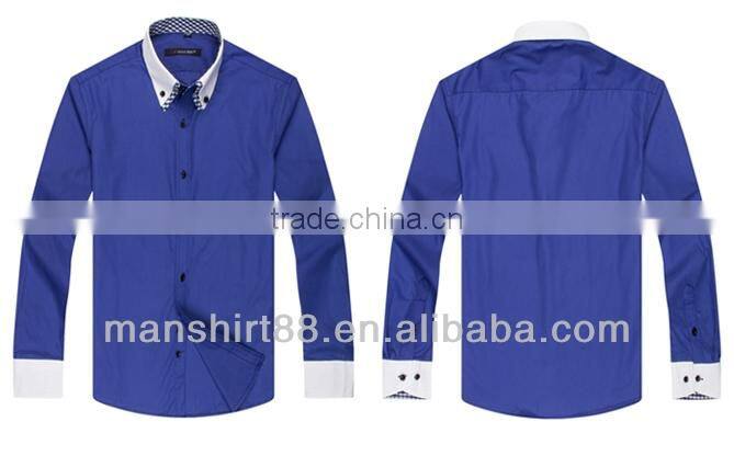 high quality double collar button down dress shirt for man