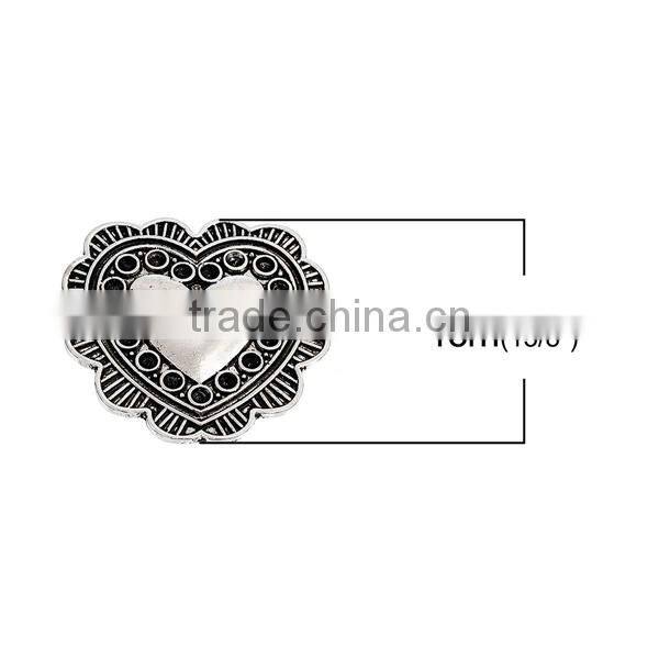 Heart Antique Silver Zinc Based Alloy Metal Sewing Buttons