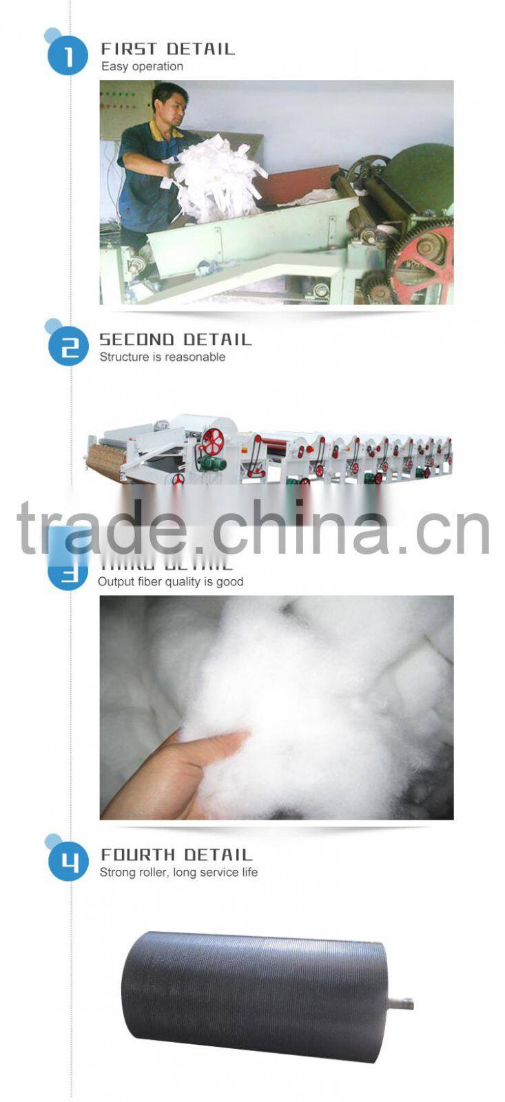 Factory sales high capacity textile waste recycling machine