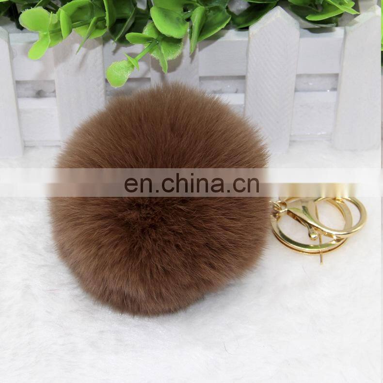 2016 Beautiful and Softly Multicolor Fur Ball Keychain Genuine Rabbit Fur Pom Pom Key Chain