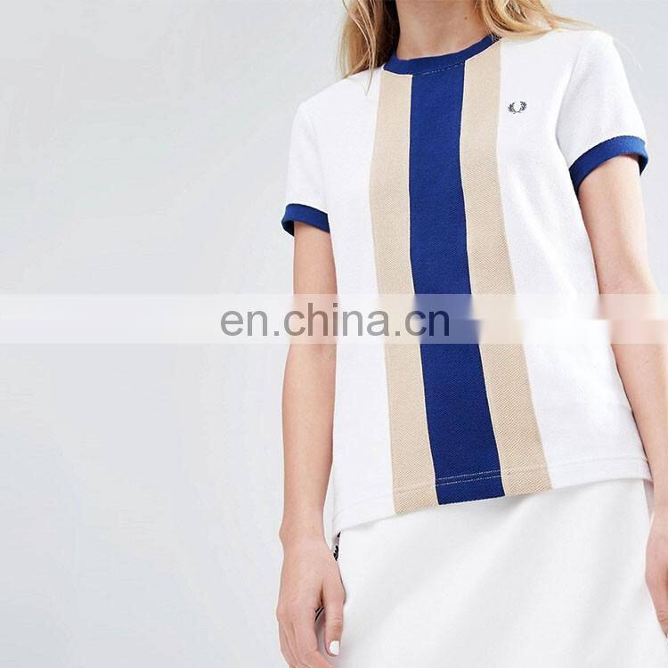 Bulk wholesale clothing custom women top white t-shirts curved hem tee shirt